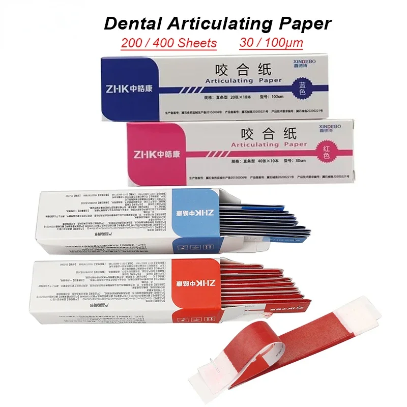 30/100 Led M Blue Red Bite Paper Dental Laboratory Bite Paper Tape Igiene Orale Sbiancamento Dei Denti Forniture Per Trattamenti Dentali