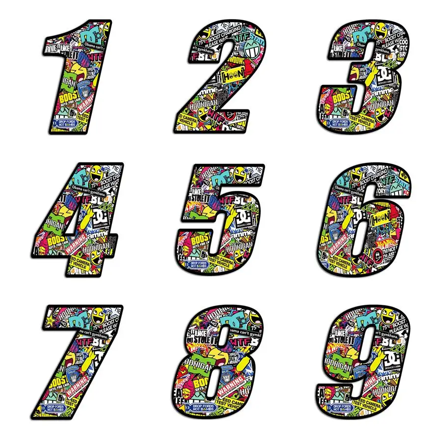 Divertente Punk Digital Bomb Skull Racing Number Car Sticker Per Auto Motor Bike Truck Laptop Helmet Decalcomanie Pvc Vinyl Sticker Decor