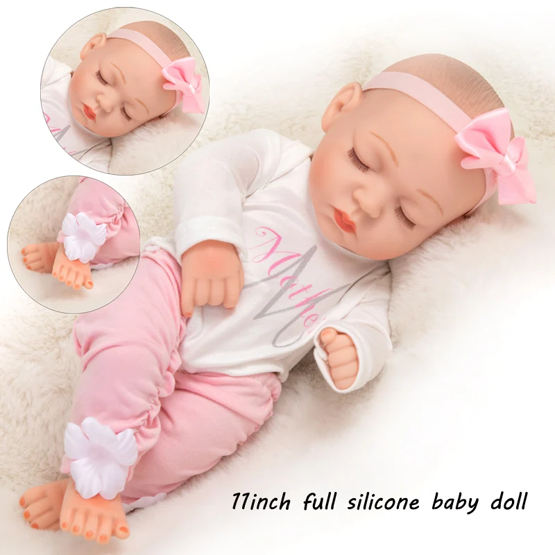 11 Pollici Realistica Bambola Neonato Realistico Vinile Reborn Baby Doll Baby Bed Toys Bambini Toddler Sleeping Toys