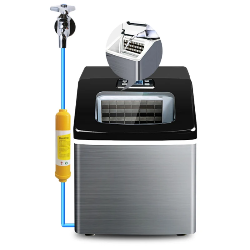 Hzb-20 Ice Maker Electric Commercial Tea Shop 25Kg Square Mini Ice Maker Household Desktop Automatic Ice Maker 220V 120W