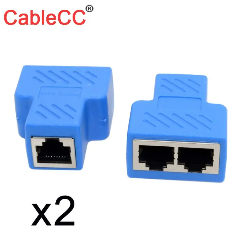 Cysm Calbecc Rj45 Cat6 8 P8C Stp Utp Plug To Dual Rj45 Splitter Network Ethernet Switcher Adapter Converter Con Shield 2Pcs