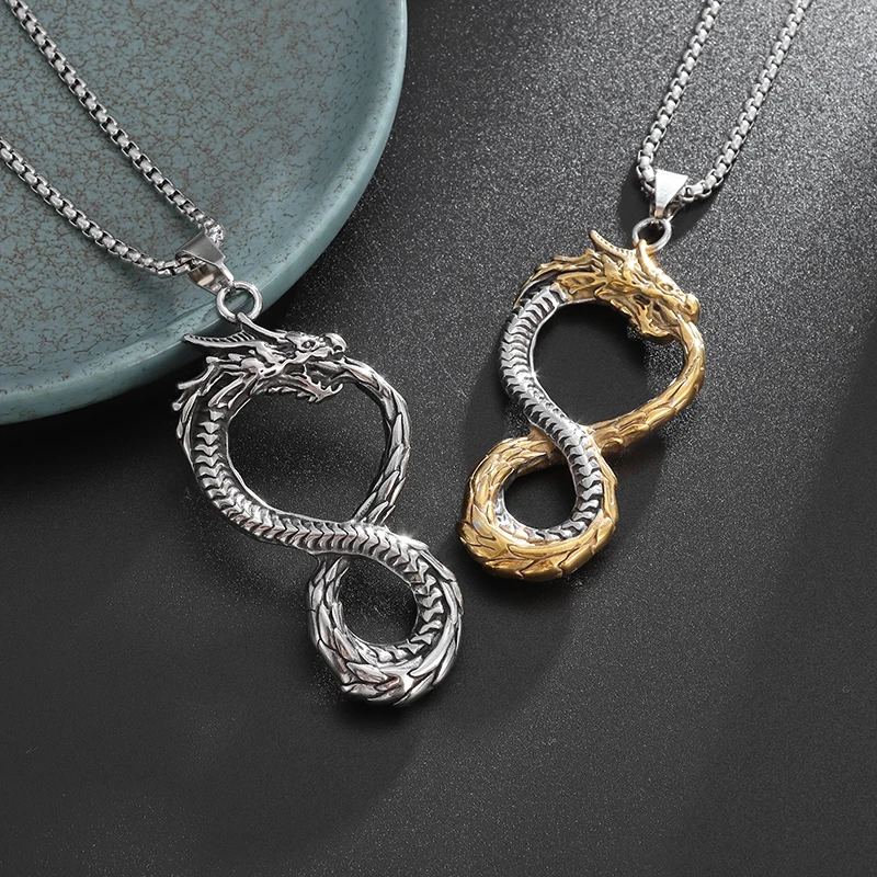 Hip Hop Nordic Tyrannosaurus Rex Ciondolo Ouroboros Collana Uomo Donna Punk Rock Party Jewelry Gift