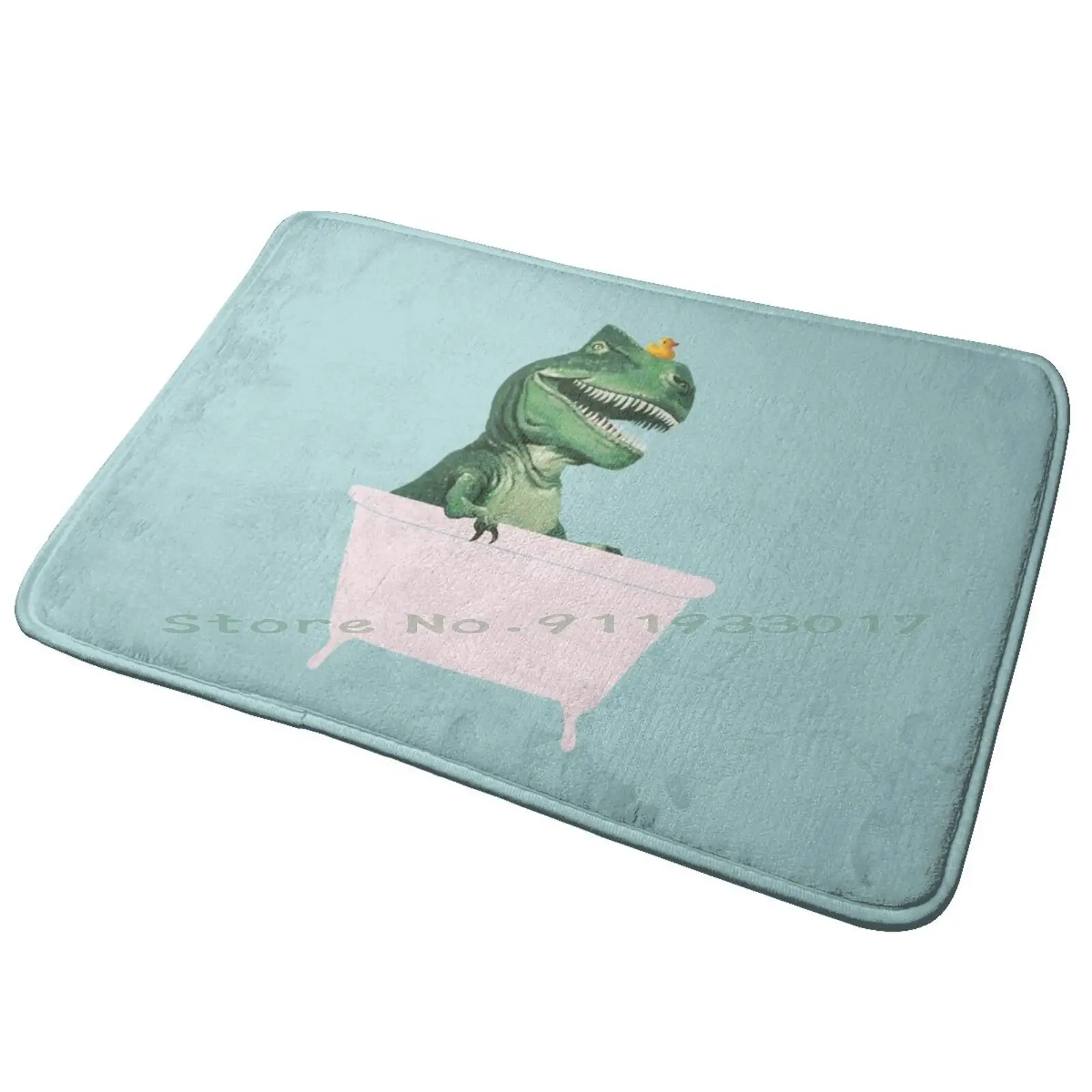 Giocosa T-Rex Nella Vasca Da Bagno In Verde Porta D'Ingresso Tappetino Da Bagno Tappeto Dinosauro Tirannosauro Re Baby Nursery Bath Time Bambini