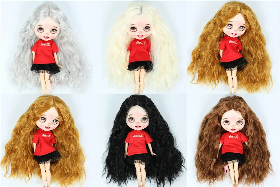 Blythe Little Ragdoll Parrucca Super Soft Silk Medium Split Bubble Noodle Roll Senza Skull Shell Soft Silk Doll Accessori