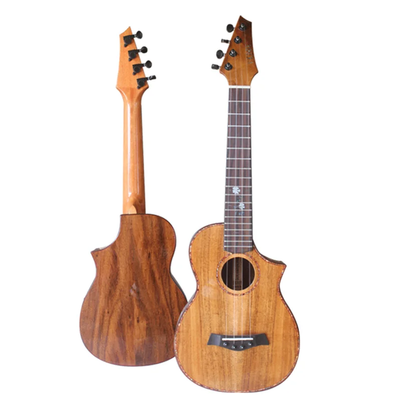 Professionale High-End 26 Pollice Tenor Ukulele Tutti Solido Legno Di Acacia Koa Ukulele 4 Corde Chitarra Acustica Angolo Mancante Disegno