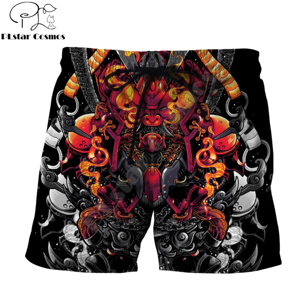 Bella Samurai Armatura Tatuaggio 3D Stampato Mens Shorts Unisex Streetwear Shorts Estate Spiaggia Poliestere Casual Shorts Dk-19
