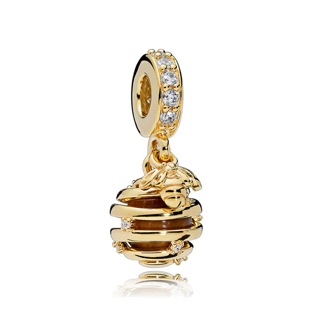 Real 925 Sterling Silver Bead Sparkling Beehive Sweet As Honey Ciondola Charm Fit Pandora Women Bracciale Bangle Gift Gioielli Fai Da Te