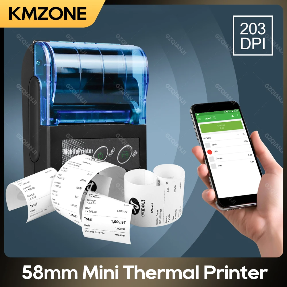 Mini Stampante Termica Wireless Da 58Mm Stampante Portatile Per Ricevute Bluetooth Mobile Android Pc Stampa Pocket Bill Maker Pos Impresoro