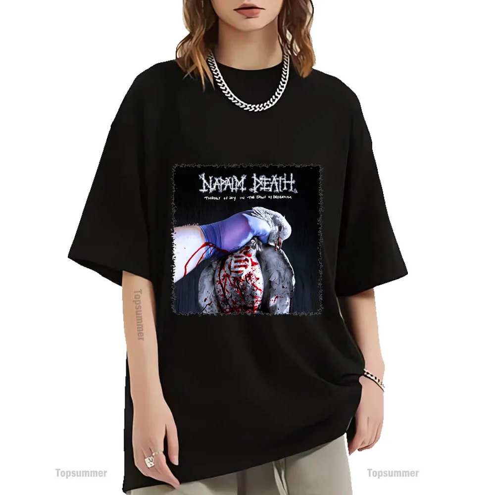 Throes Of Joy In The Jaws Of Disfacatismo Album T-Shirt Napalm Death Tour T Shirt Coppie Summer Harajuku Magliette A Maniche Corte