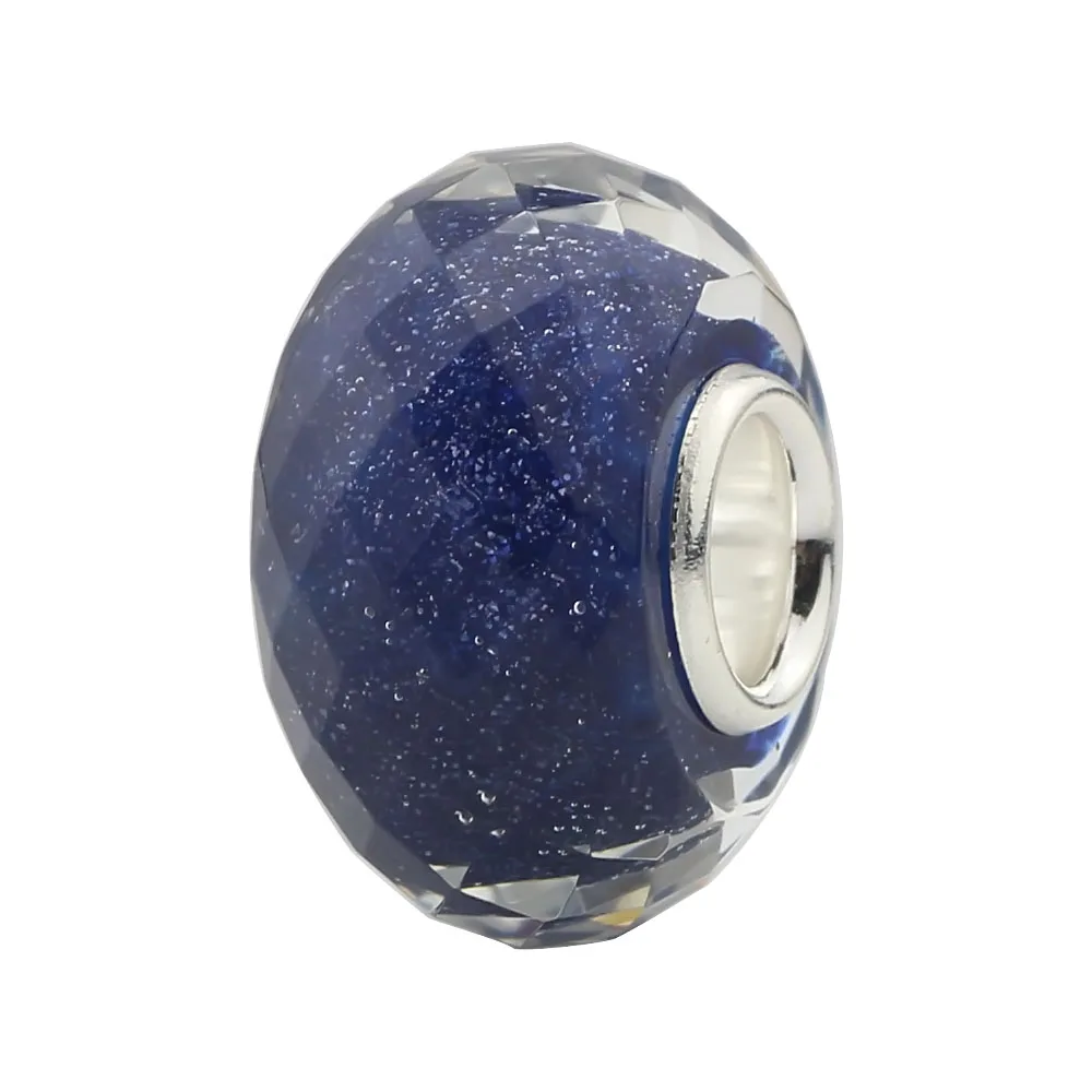 Perline Hunter 925 Sterling Silver Blue Sky Cut Glass Beads