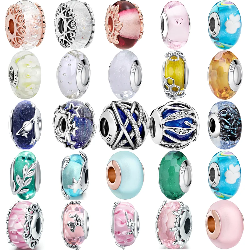 New Starfish Shell Stars Sky Sparkling Murano Glass Beads Fit Pandora Charms Bracciale Original Women 925 Gioielli In Argento Sterling
