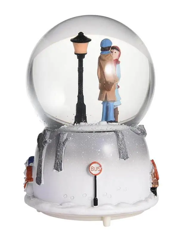 Spray Automatico Snow Music Crystal Ball Coppia Luminosa Colorata Snow Globe Music Box Sky City Music Case Regali Di San Valentino