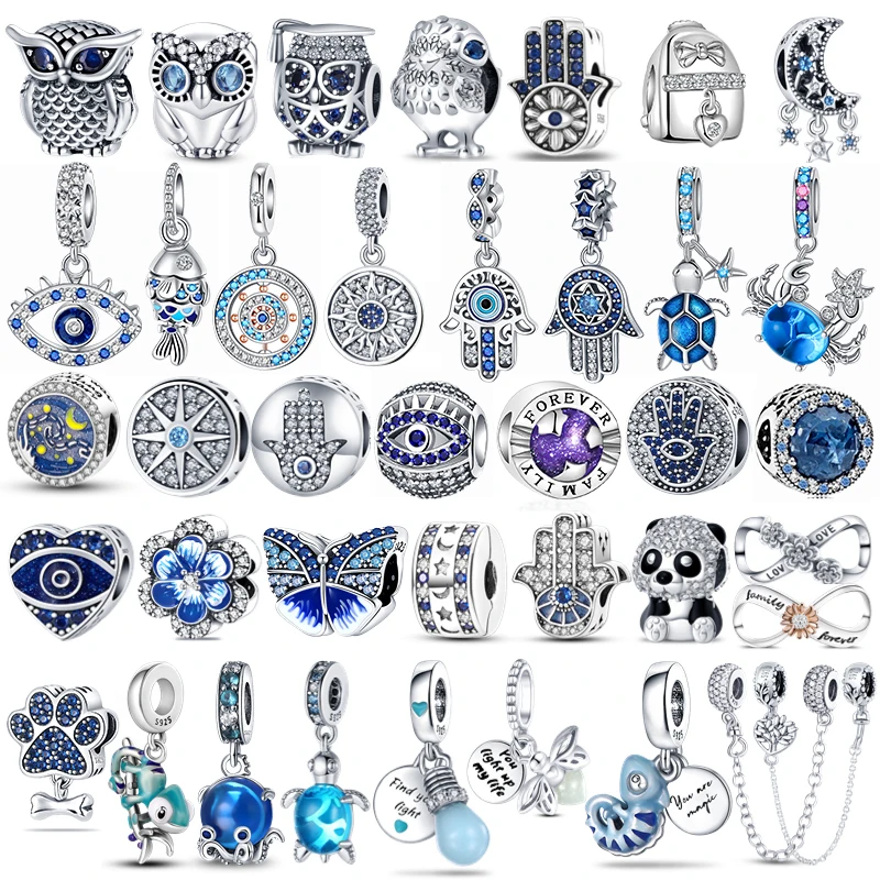 925 Sterling Silver Firefly Charms Evil Eye Hot Air Balloon Blue Charms Fit Pandora Braccialetto Originale Gioielli Fai Da Te Che Fanno Regalo