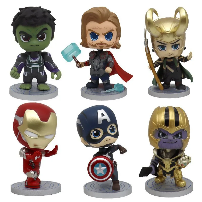 Marvel Avengers Black Panther Thanos Ironman Spiderman Captain American Hulk Figure Model Toys Car Mounted Shaking Head Ornament