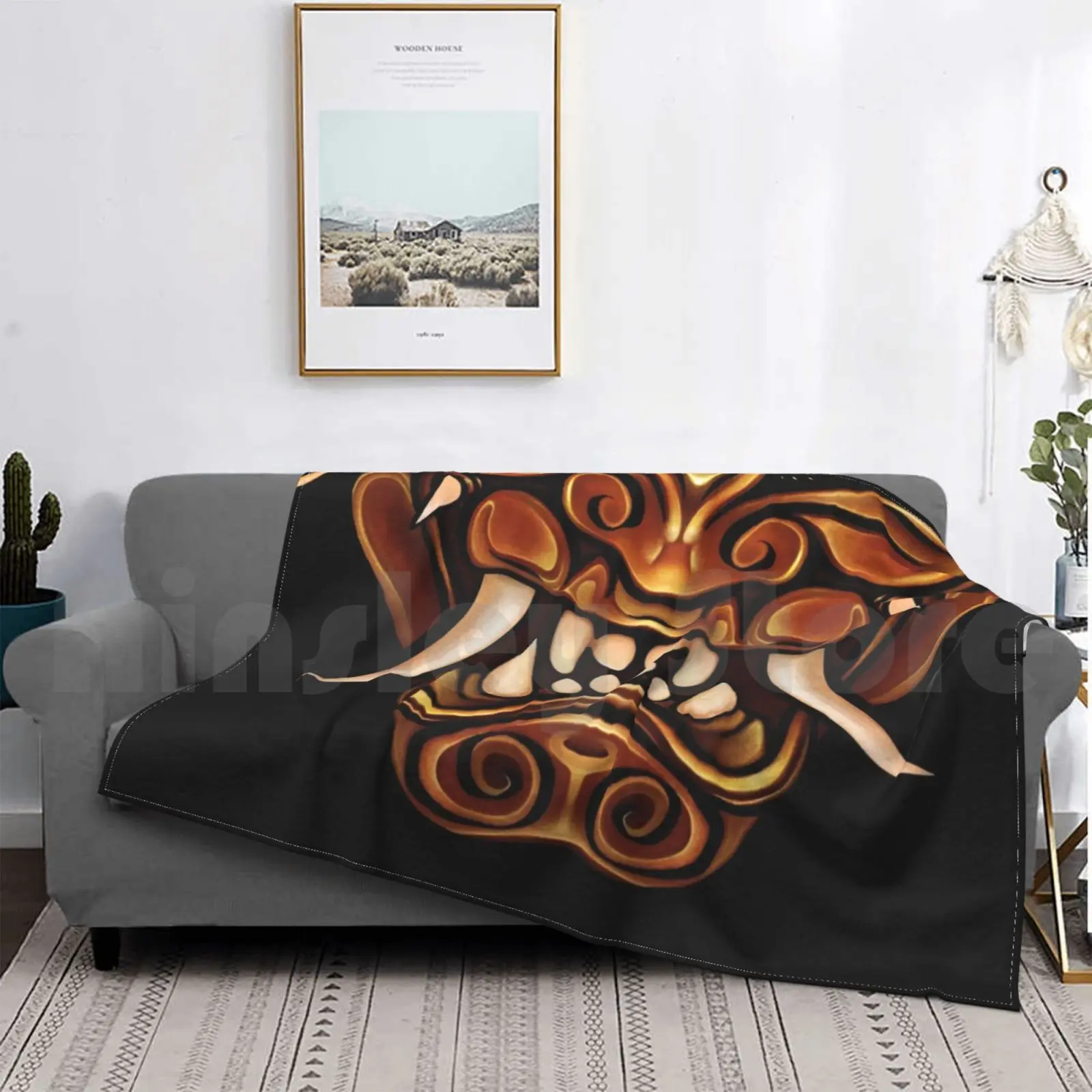 Rage Of The Oni-Giapponese Yokai Coperta Moda Personalizzata Monomano Yokai Oni Hannya Giapponese Noh Theater
