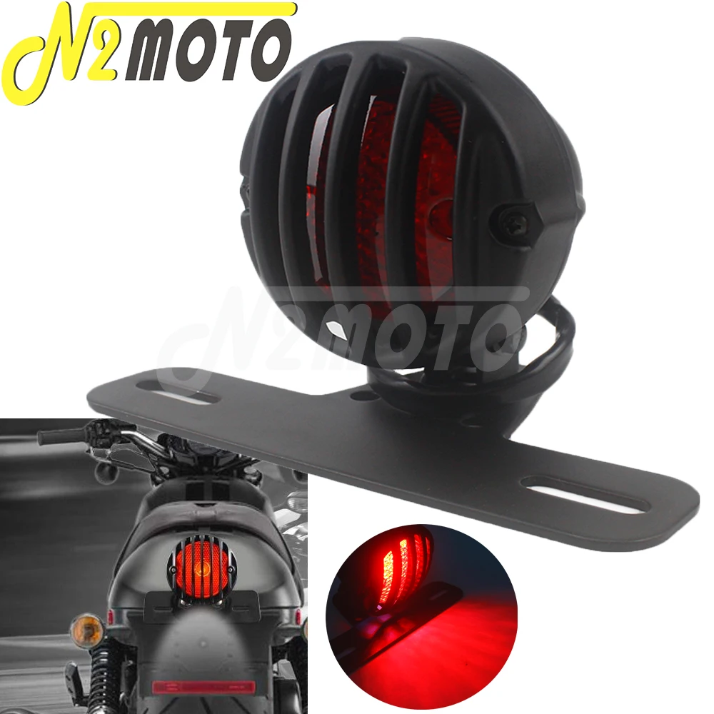 Per Harley Kawasaki Bobber Chopper Bmw Honda Suzuki Yamaha Scooter Moto Fanale Posteriore Lampada Luce Targa Staffa