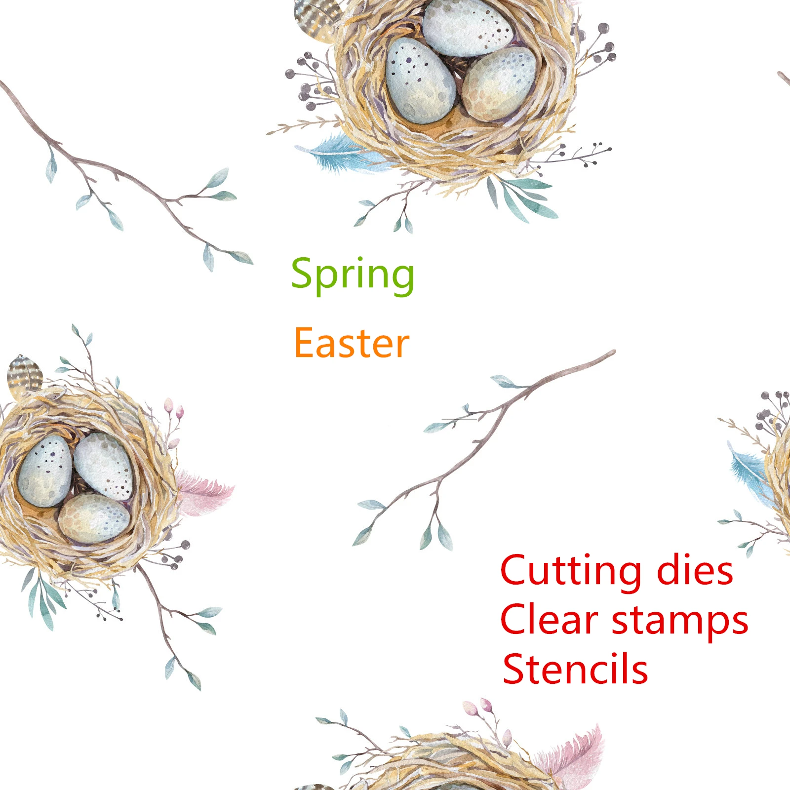Spring Friends Beautiful Birds Lovely Happy Birthday 2024 Newest Cutting Dies Clear Stamp Stencil Per Scrapbooking Paper Making