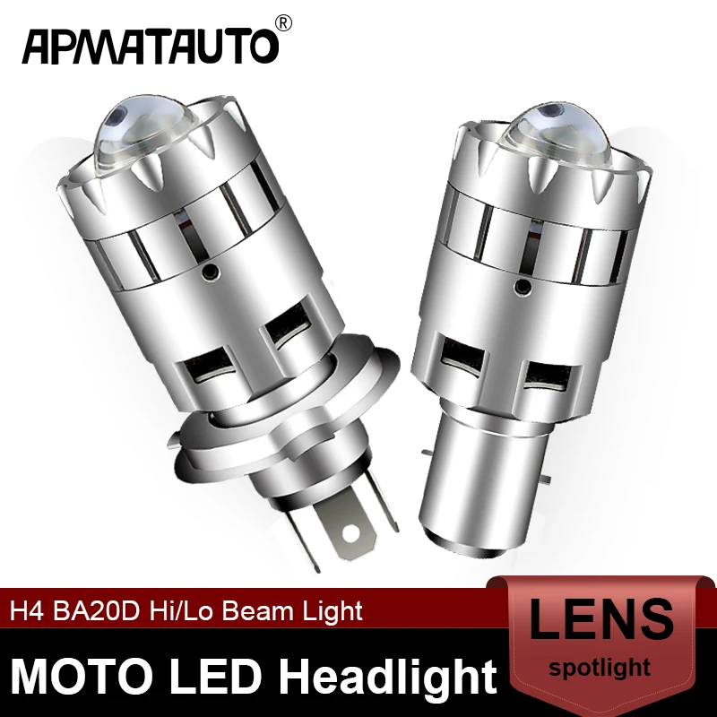 1 Pz H4 4800Lm Canbus Moto Led Lens Lampadina Del Faro Ba20D 6000K Bianco Hi/Lo Beam Light H4 Led Moto Luci Faro