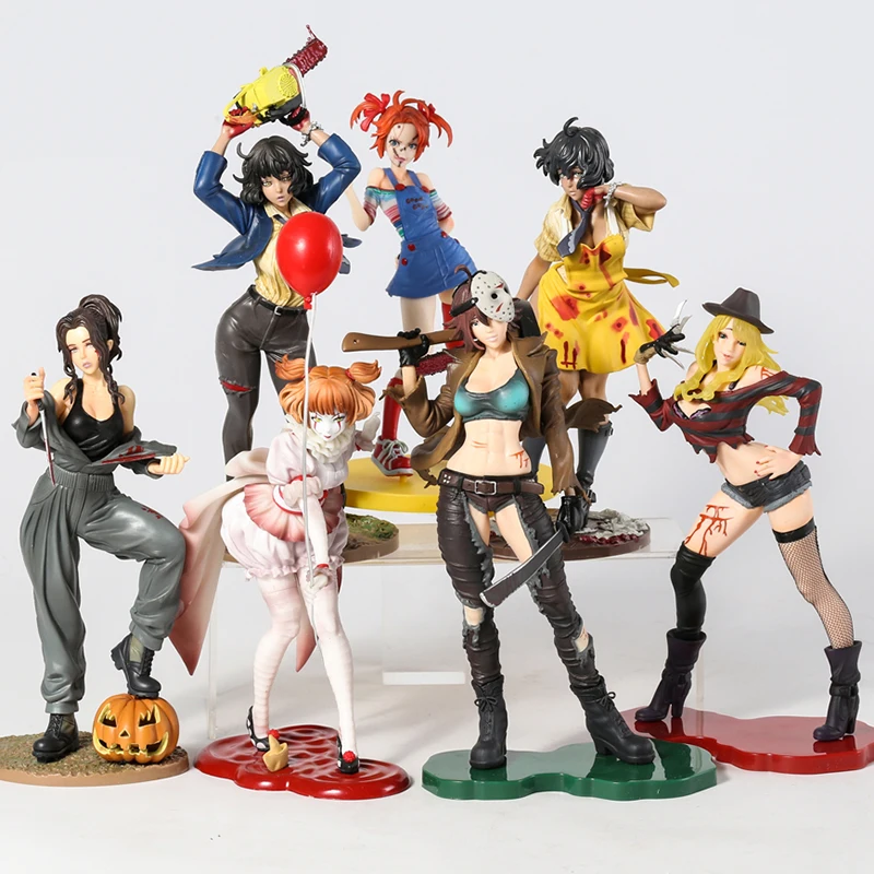 Horror Bishoujo Michael Myers Freddy Krueger Jason Voorhees Chucky Pennywise Pvc Figura Statua Decorazione Modello Giocattolo