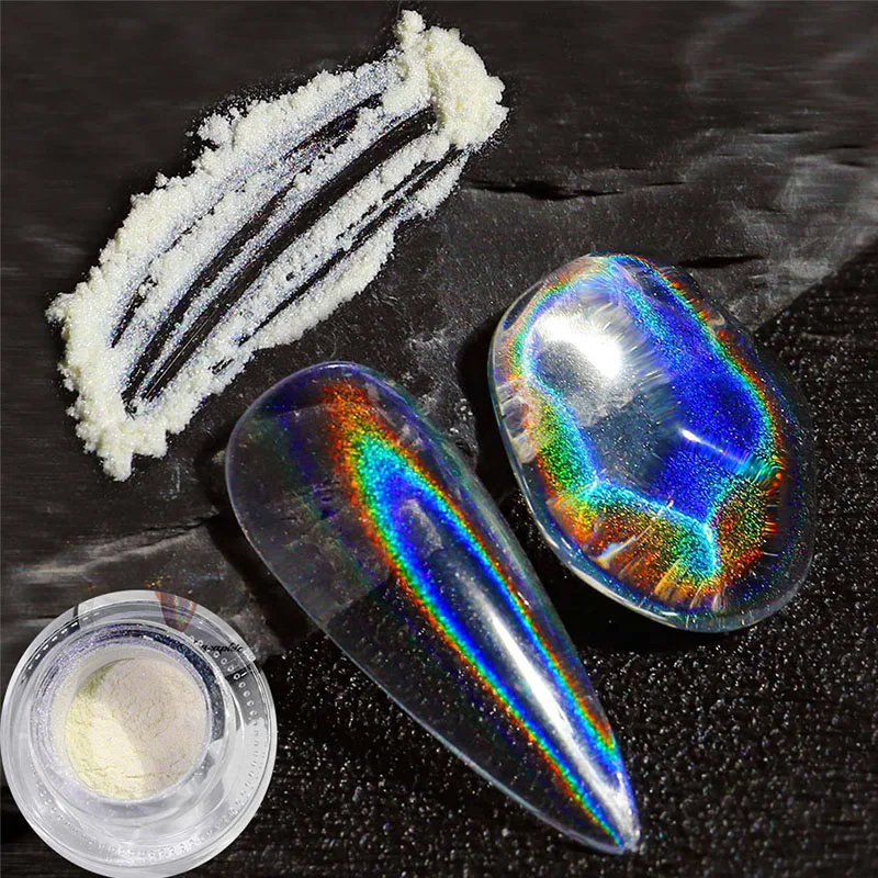 1 Barattolo Universale Laser Nail Glitter Polvere Olografica Laser Trasparente Magic Aurora Mirror Glitter Uv Gel Pigment Dust