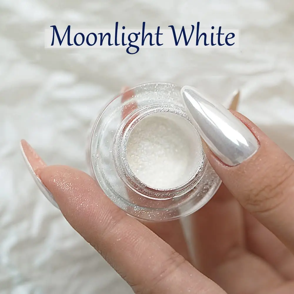 1 Scatola Aurora Chrome Nail Powder - Sheer White Moonlight Nail Pearl Mica Powder Per Unghie Metallic Mirror Powder Manicure Pigments