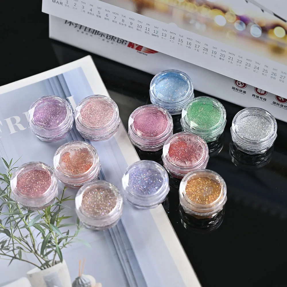 12 Colori Aurora Sale Marino Cristallo Diamante Nail Art Polvere Super Glitter Cristallo Zucchero In Polvere Fine Glitter Lana Decorazione Per Unghie 