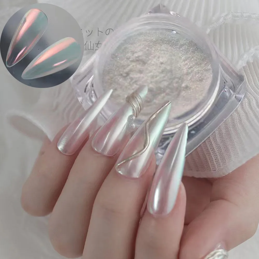 1 Scatola Moonlight Aurora Nail Glitter Shimmer Mirror Effetto Sirena Chrome Dust Manicure Polish Gel Nail Art Pigment Chrome Powder
