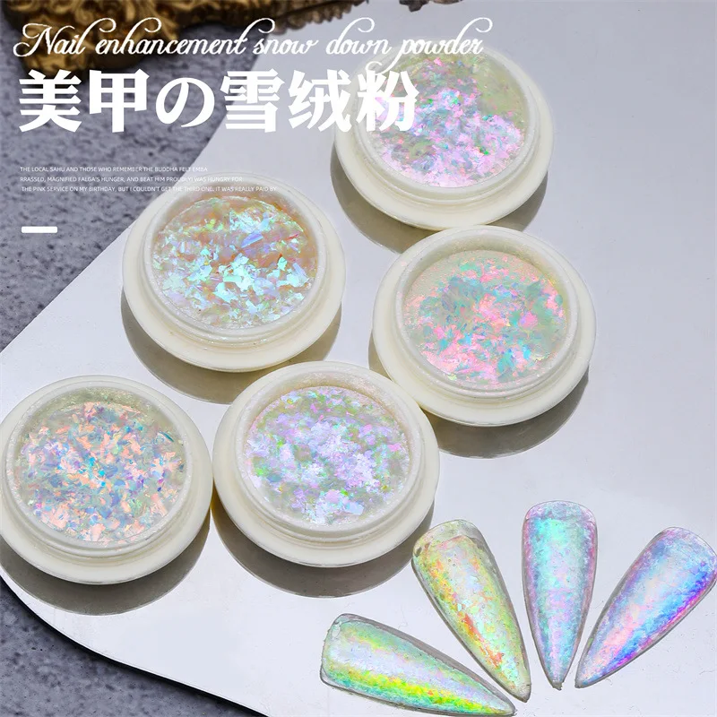 1Pc Opal Flakes Nail Paillettes Holographic Glitter Diy Shiny Mermaid Nail Mirror Paillettes Irregolare Aurora Opal Powder Decoration