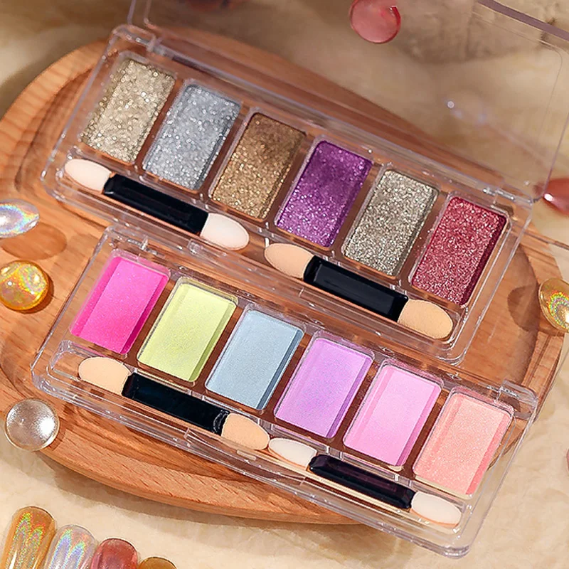 6 Colori Laser Solid Mirror Powder Metallic Aurora Chrome Nail Art Pigment Dusts Uv Gel Polish Mirror Mermaid Shiny Powder Fgt-1