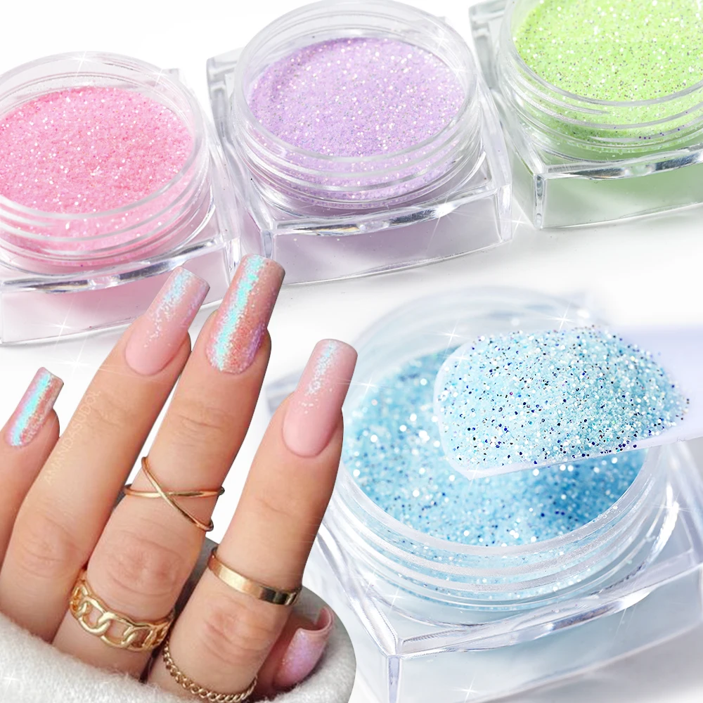 1 Scatola Nail Shining Powder Glitter Nail Flakes Decorazioni Per Nail Art Holographics Laser Auroras Nails Solid Mirror Nail Glitter