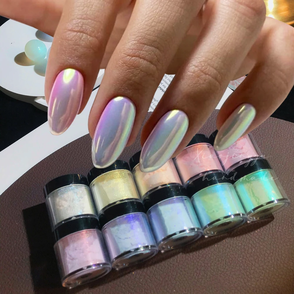 1 Barattolo Aurora Neon Powder Estremamente Fine Nessuno-Sink Olografico Neon Shimmer Glitter Ice Muscle Nail Pigment Powder Mirror Chrome