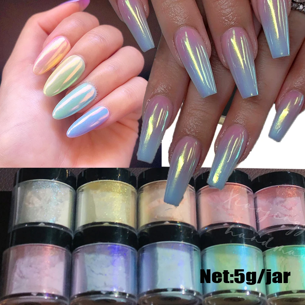 Net-5G Top Quality Super Mirror Aurora Powder Neon Mermaid Unicorn Pigment Glitter 1*Bottled Ice Transparent Neon Powder Fa159-1