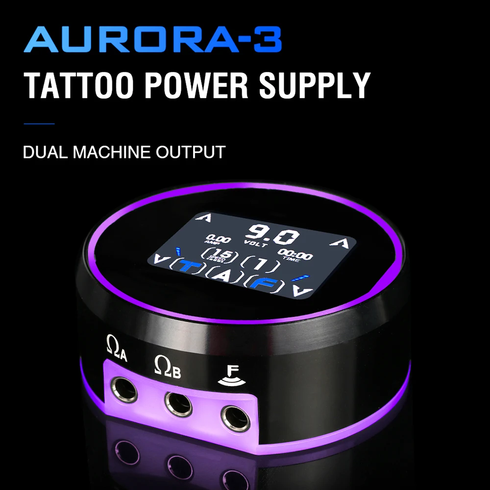 2023 Nuovo Aurora 3 Lcd Tattoo Power Supply Portable Tattoo Power Battery Full Touch Screen Aurora Source Con Kit Adattatore Us/Eu