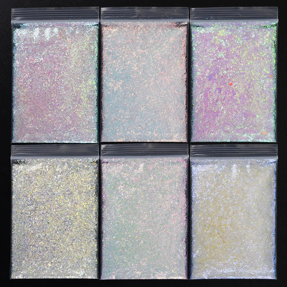 50G Ab Trasparente Irregolare Nail Art Paillettes Shell Paillette 3D Nail Art Aurora Effetto Specchio Fogli Glitter Fiocchi Di Carta H & * &