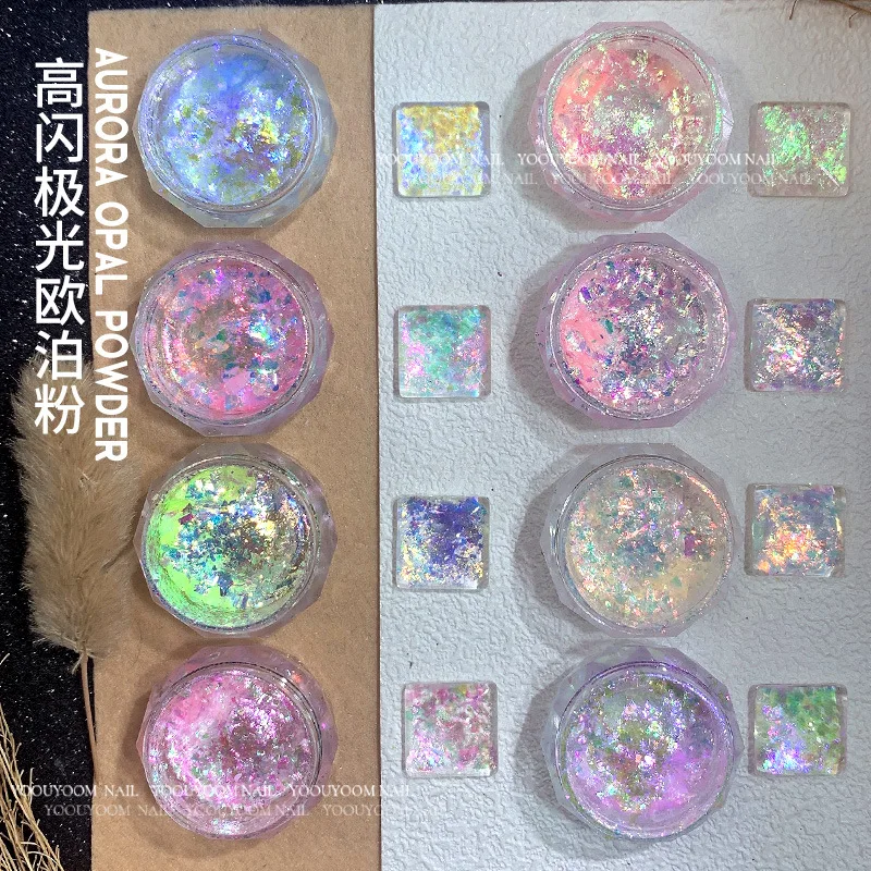Net 0.2G Aurora Chameleon Nail Flakes Sparkle Irregolare Foil Opal Flakes Resina Riempimento Colorato Gel Polish Manicure Decorazione *