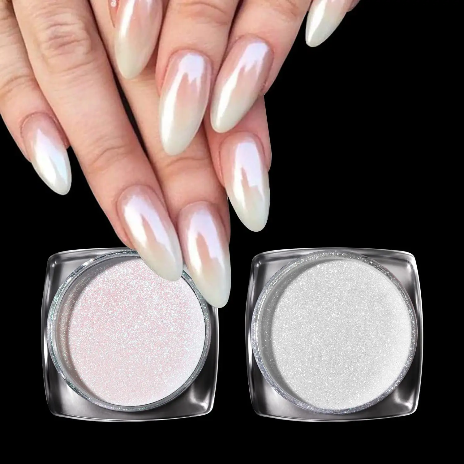 2/3 Pearl Chrome Nail Powder 3/2 Colori Pearl Powder Ice Trasparente Aurora Chrome Nail Powder Glitter Powder Metallic Pigment