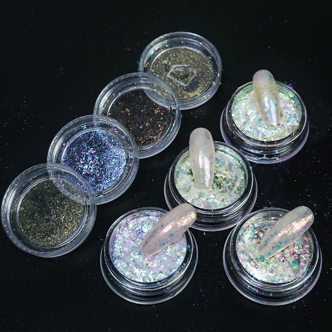 Nail Glitter Art Powder Flakes Aurora Nail Art Decoracion Glitter Riflettenti Paillettes Bright Nails Accessori Tutto Per Manicure