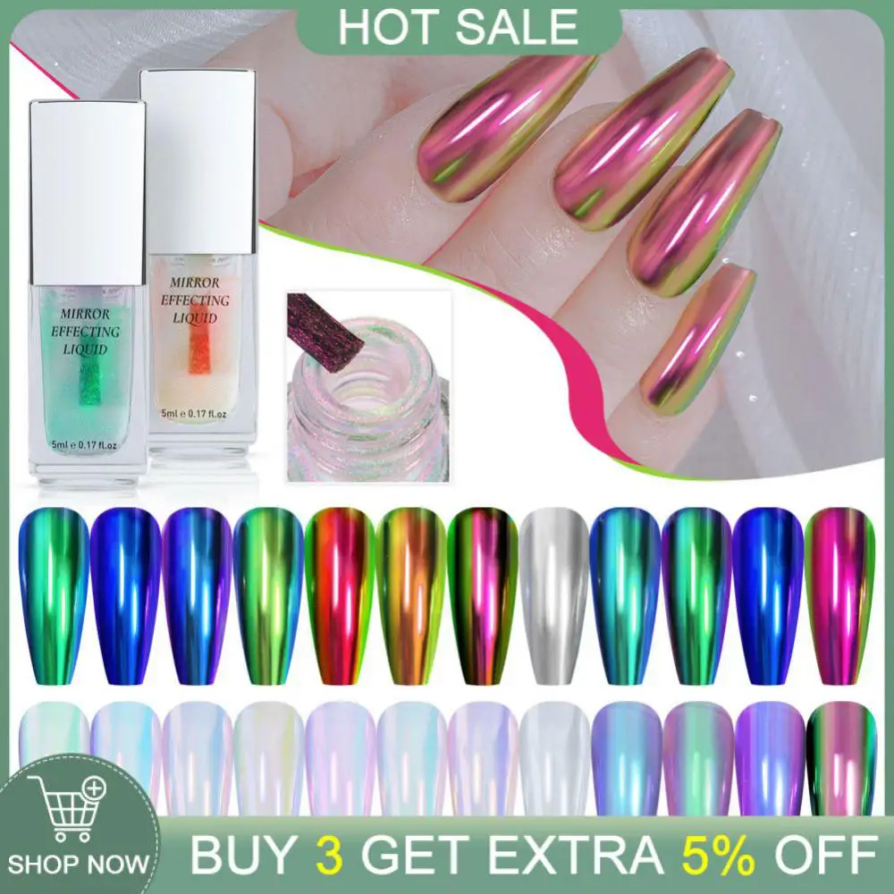 Aurora Powder Manicure 12 Colori Nail Art Chrome Liquid No Dust 1Pcs Nail Supplies Liquid Mirror Powder 5Ml