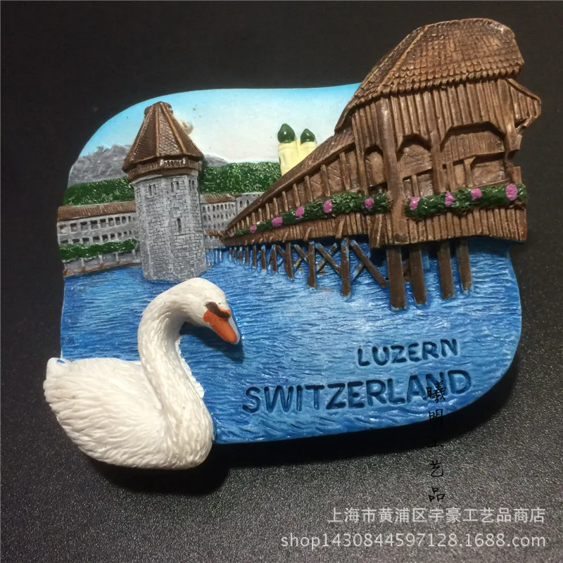 Turistico Memoriale Magnete Del Frigorifero Lucerna Svizzera Lucerna Punto Di Riferimento Ponte Coperto Kaber Ponte E Il Lago Dei Cigni