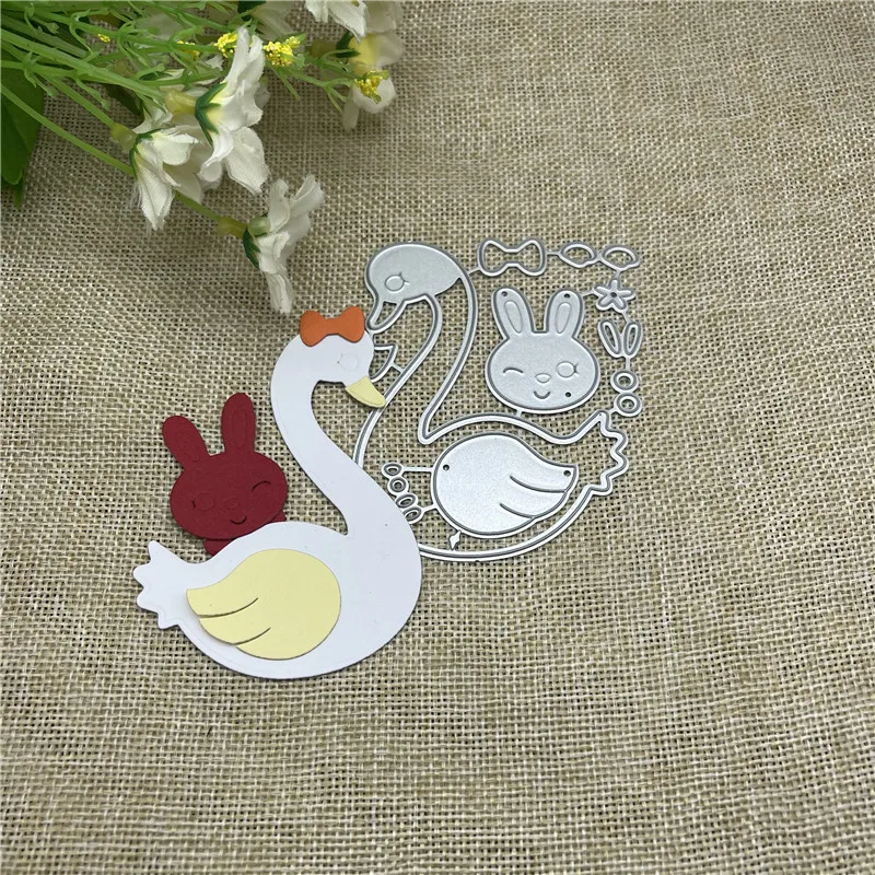 Swan Rocker Frame Metal Cutting Dies Mold Round Hole Label Tag Scrapbook Paper Craft Knife Mold Blade Punch Stencil Dies