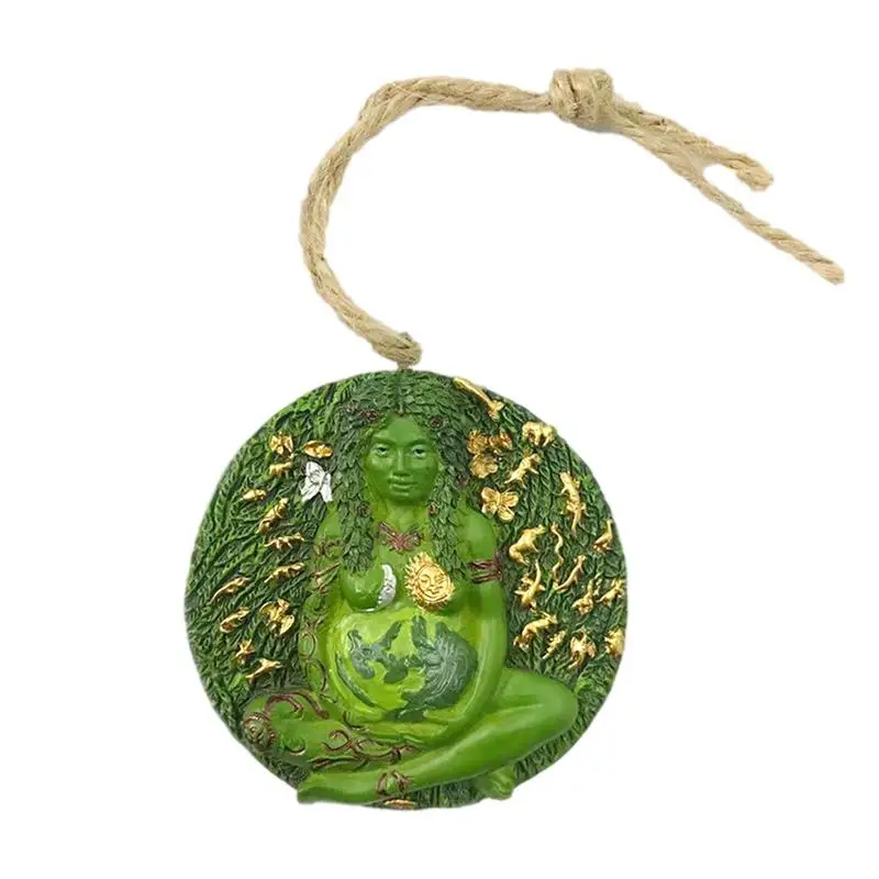 Earth Green Millennial Gaia Mother Goddess Collana Con Ciondolo Ornamento Appeso Madre Terra Statua Pendente Decorazioni Per Finestre