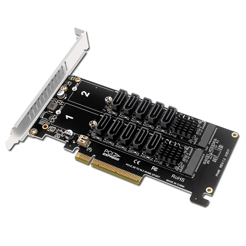 Dual Nvme Raid Pci-Ex8 Scheda Divisa A Scheda Adattatore Porta Sata10 Chip Jmb585