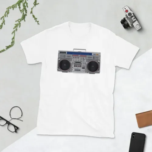 Maglietta Boombox Vintage Anni '80 Musica Retrò Hip Hop Rap Maniche Lunghe O Corte