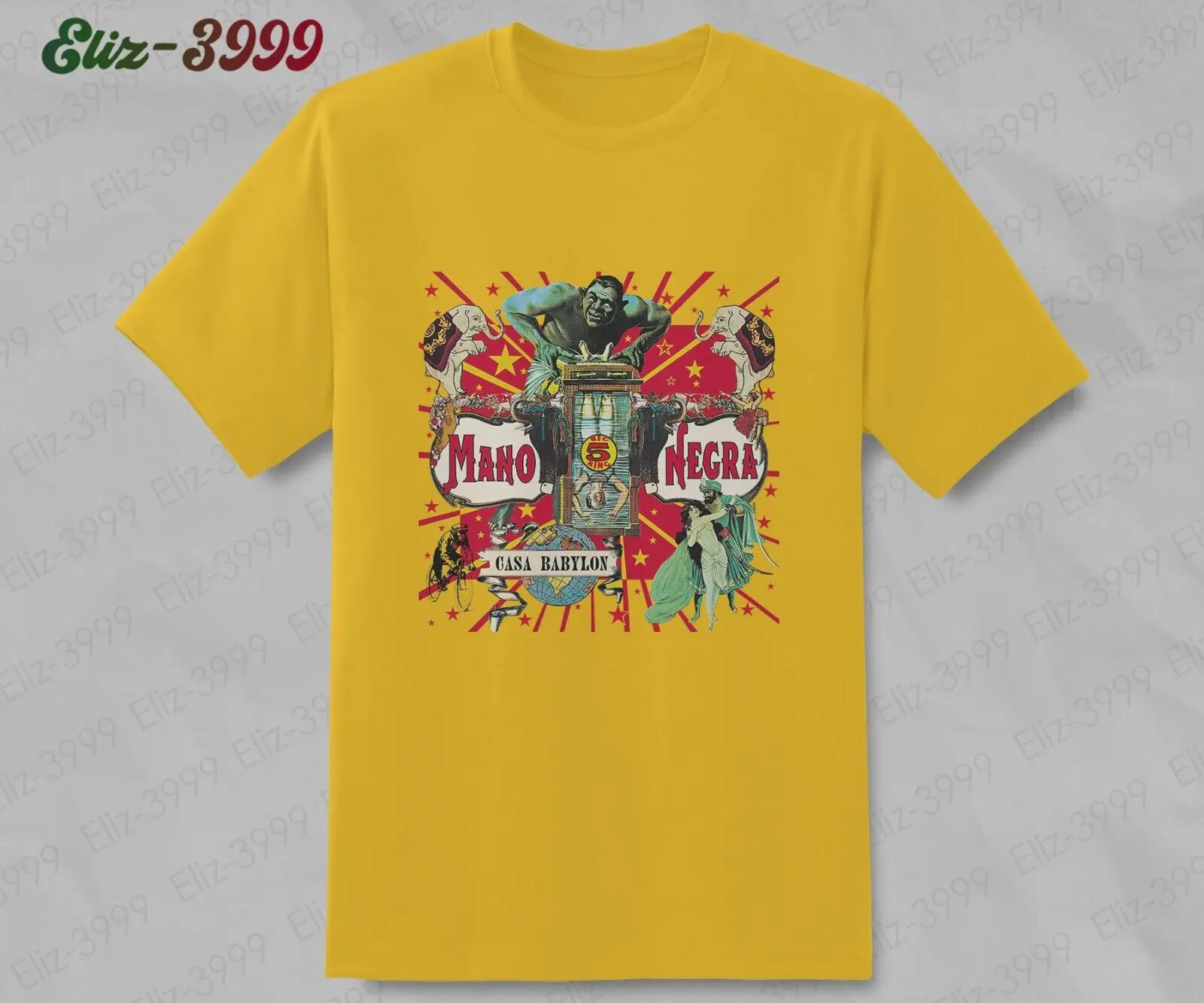 Casa Babylon Vintage Mano Negra, Manu Chao Tee, Avatar, T-Shirt In Oro Santiago