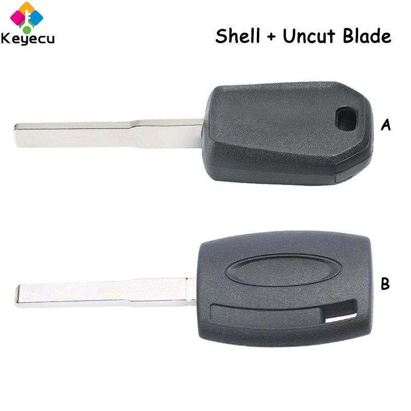 Keyecu Transponder Iginition Car Key Shell Case Con Hu101 Uncut Blade - Fob Per Ford Fiesta Mondeo Focus Ecosport Galaxy Escape