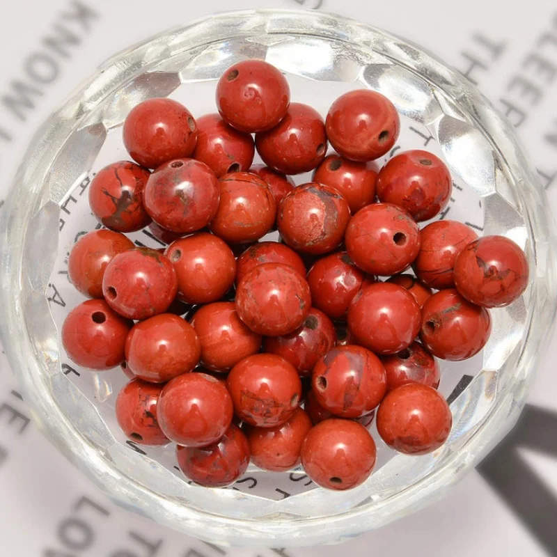 Roter Jaspis Lose Perlen Natrusticher Edelstein Glatt Runde Fur Die Muslimah Jewelry Making Supplies Perline Di Cristallo