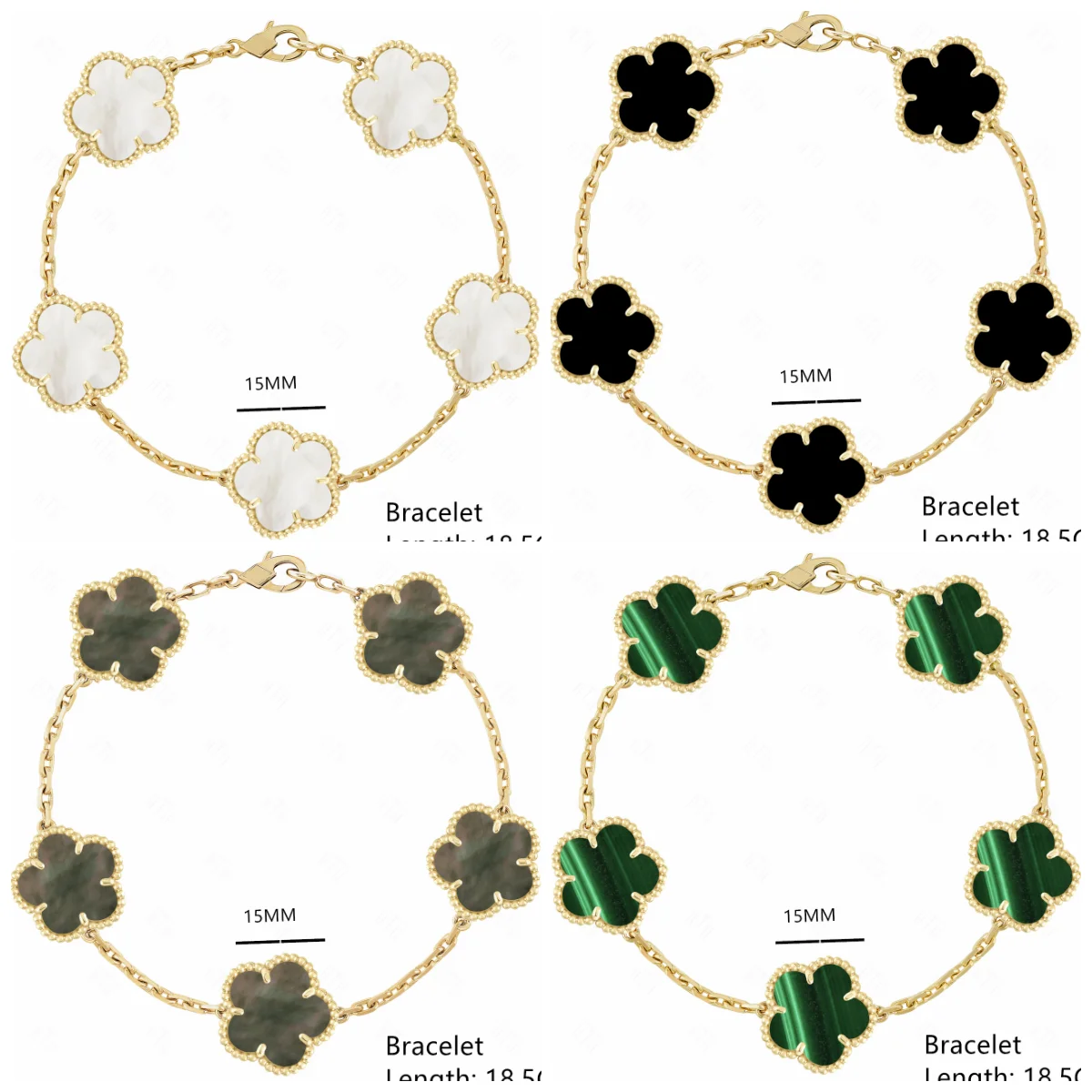 Marchio Di Moda Di Alta Qualità Oro Argento Fiore Fortunato Trifoglio Braccialetto Madreperla Gemma Naturale Delle Donne Vendita Calda Spedizione Grat