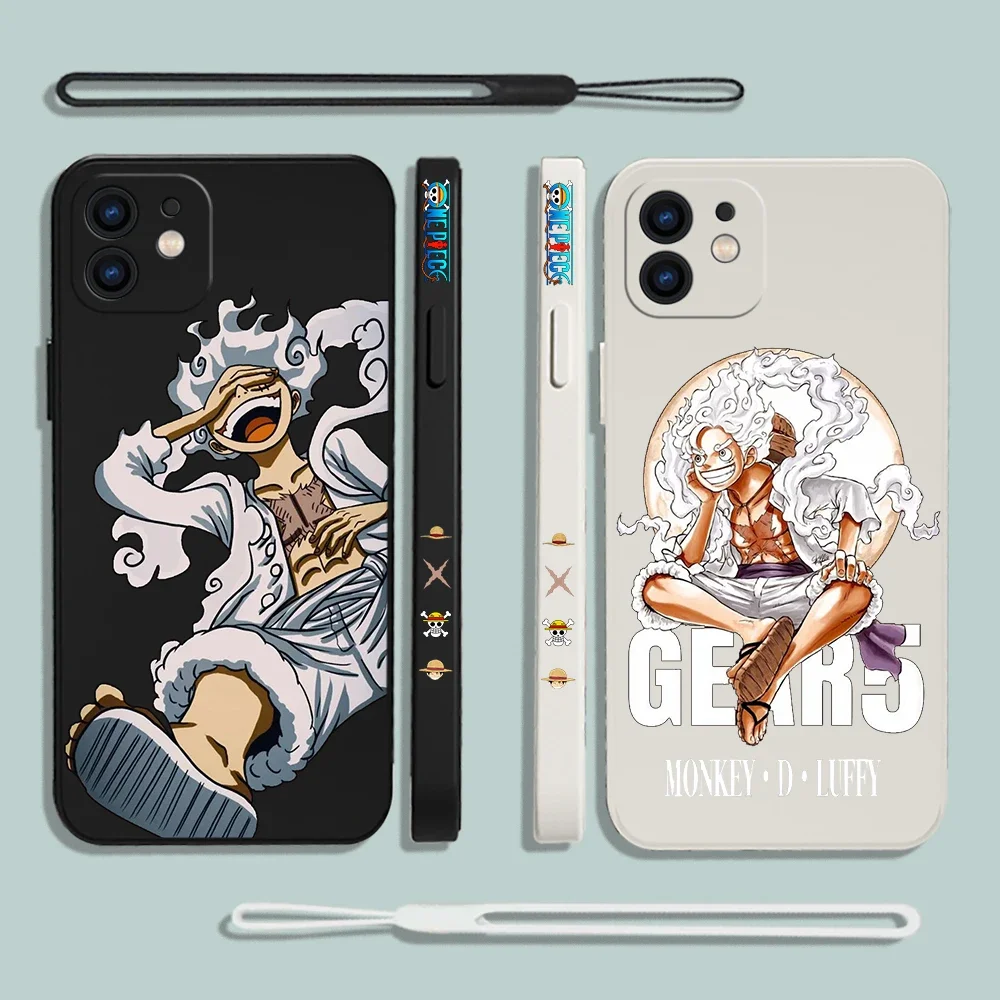 Luffys 5 Gear Nika Form Custodia Per Telefono Per Iphone 15 14 13 12 11 Pro Max Mini X Xr Xs Max Se20 8 7 6S Plus Silicone Con Cinturino A Mano