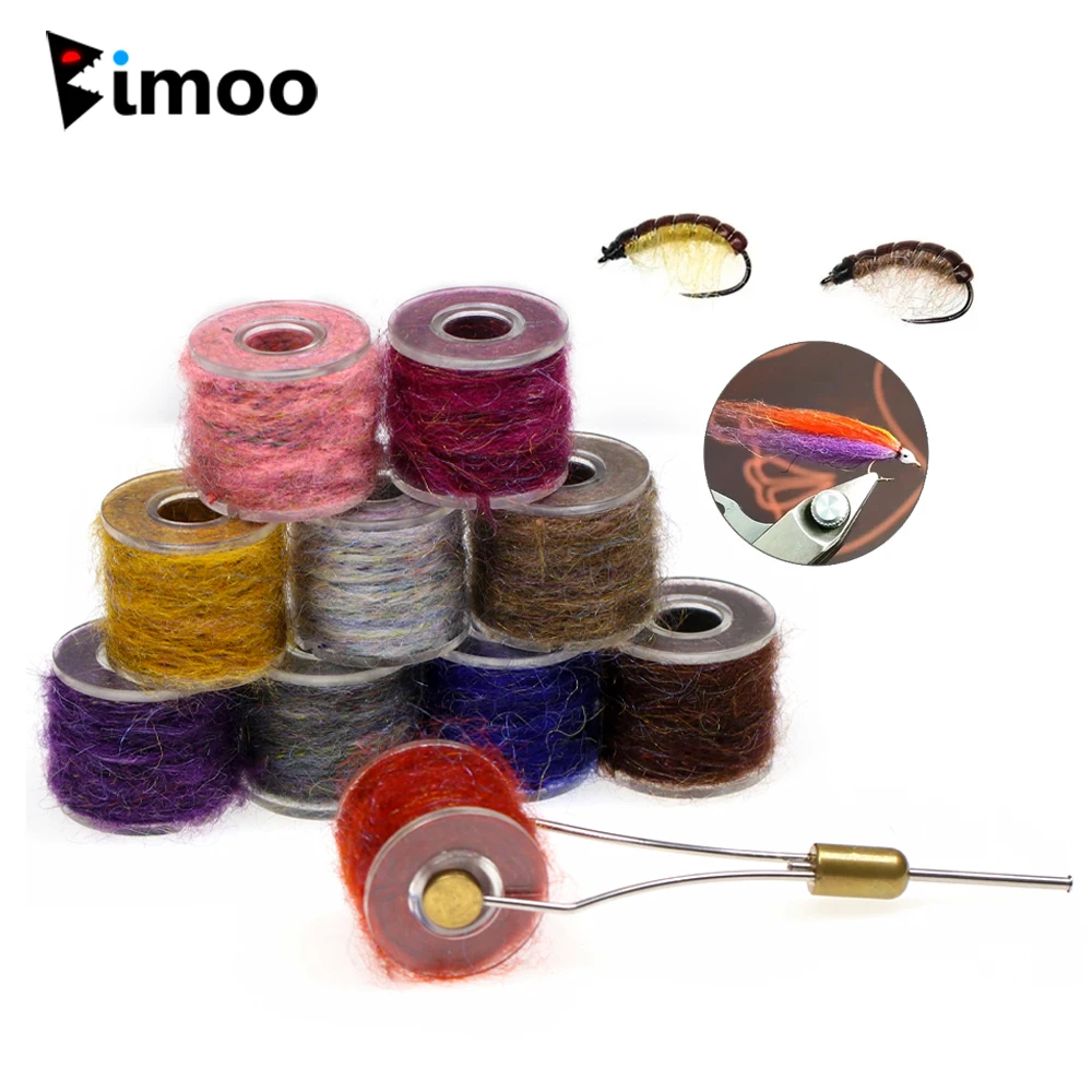 Bimoo 1Spool Fly Tying Dirty Bug Leech Yarn Mohair Thread Dubbing Rope Knit Leech Large Nymph Scud Worm Body Streamer Leging