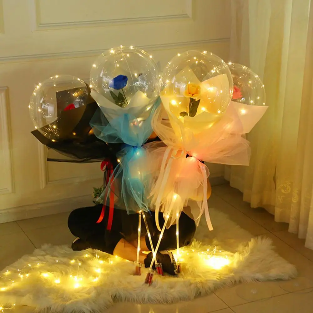 1 Set Bubble Balloon  Glowing   Flower Balloon Widely Usage Led Bubble Balloon
